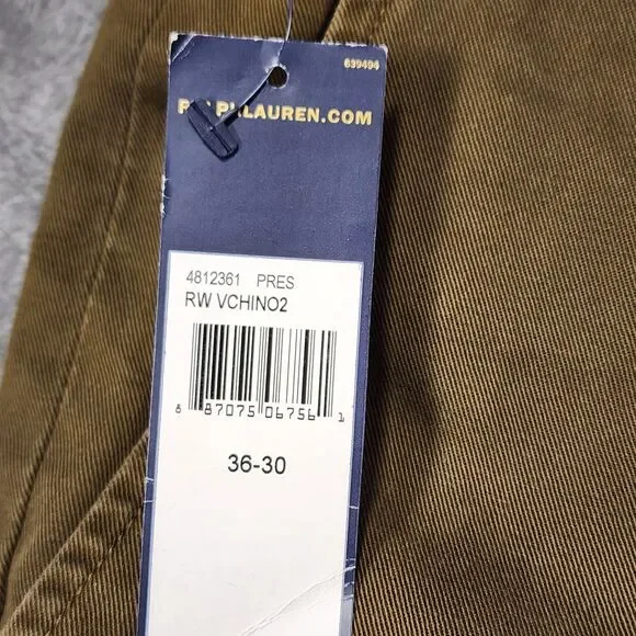 Polo Ralph Lauren Preston Pant Brown Khaki 36x30 Straight Leg Chino Cotton NEW - Picture 11 of 12